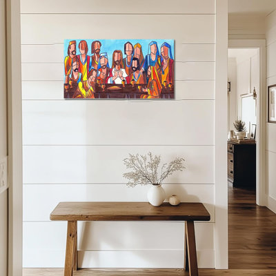 «The Last Supper», art mural, affiche de souper pour la salle à manger, art mural chrétien classique, œuvre d'art de Jésus, impression murale sur toile, cadre intérieur en pin 20 po x 40 po