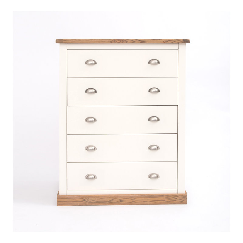 Mulcahy 90 cm W Chest of 5 Drawers, Waxed Oak