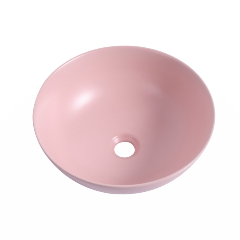 Wenty 16.1'' Ceramic Circular Bathroom Sink, Pink