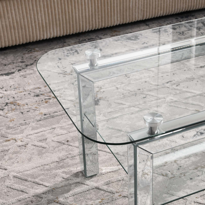 Table basse rectangulaire en verre trempé
