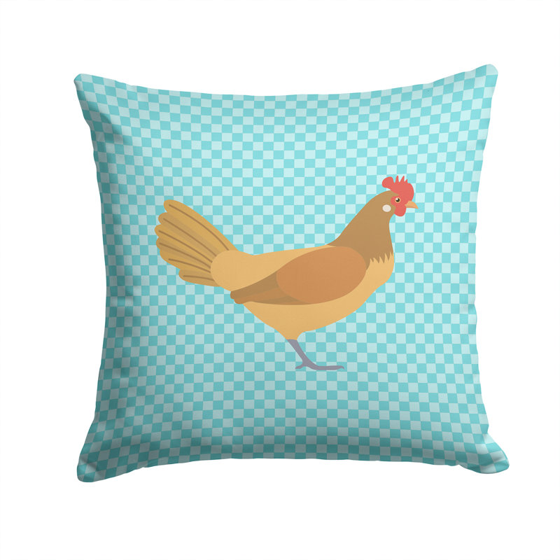 Coussin décoratif d’extérieur à damier de poulet, 14 po x 14 po, Bleu