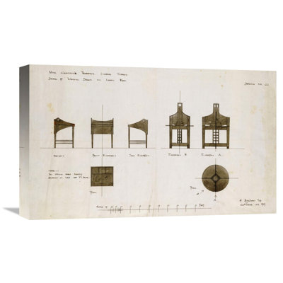 Designs For Writing Desks by Charles Rennie Mackintosh - Print on Canvas