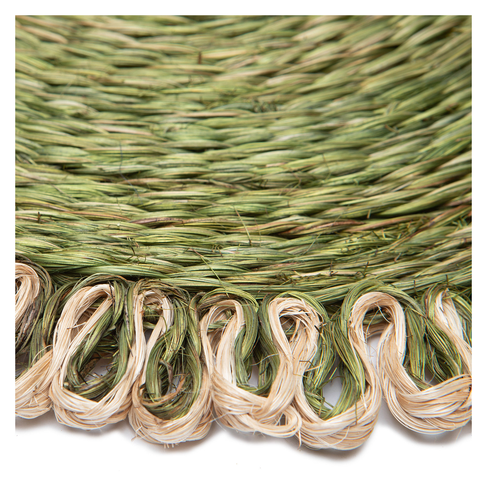Amaretto Abaca Round Placemat, Olive Green/Natural