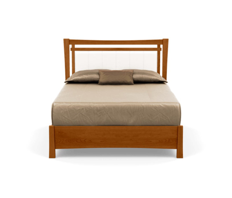Monterey Upholstered Platform Storage Bed, King, White Leather, Autumn Cherry