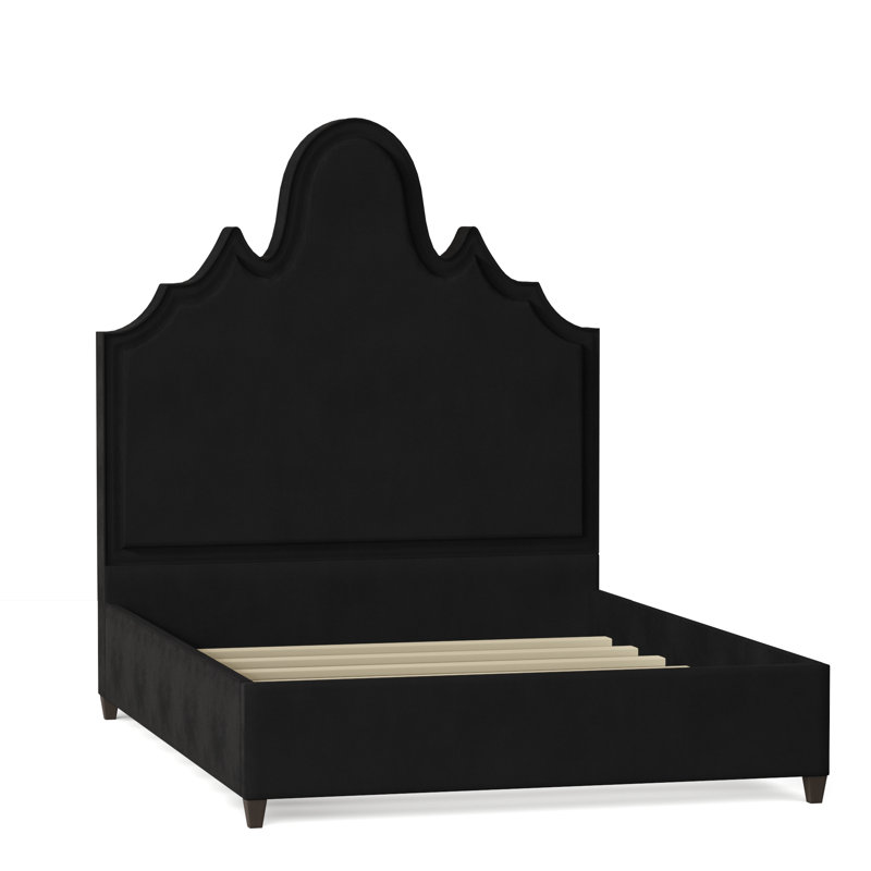 Amalie Upholstered Bed, California King, Bella Black Performance Velvet, Brown Mahogany