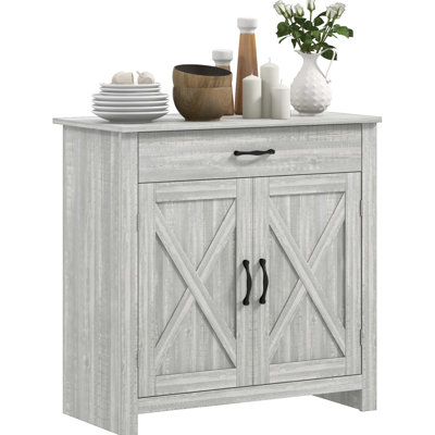 Style Side Cabinet, Stone Gray With Drawer & Adjustable Shelf - Versatile Decor Option Utility Room And For Practical Storage