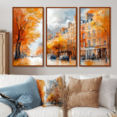 Irlande, paysage urbain de Dublin en automne - ensemble de salon d'art mural Irlande