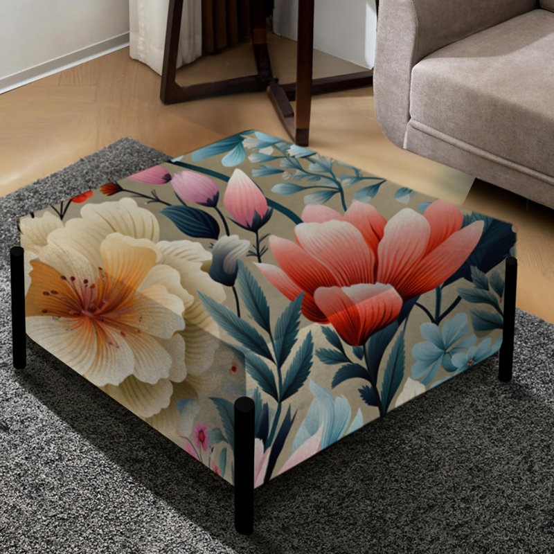 Pastel Rainbow Botanicals Pattern - Botanical Large Square Ottoman