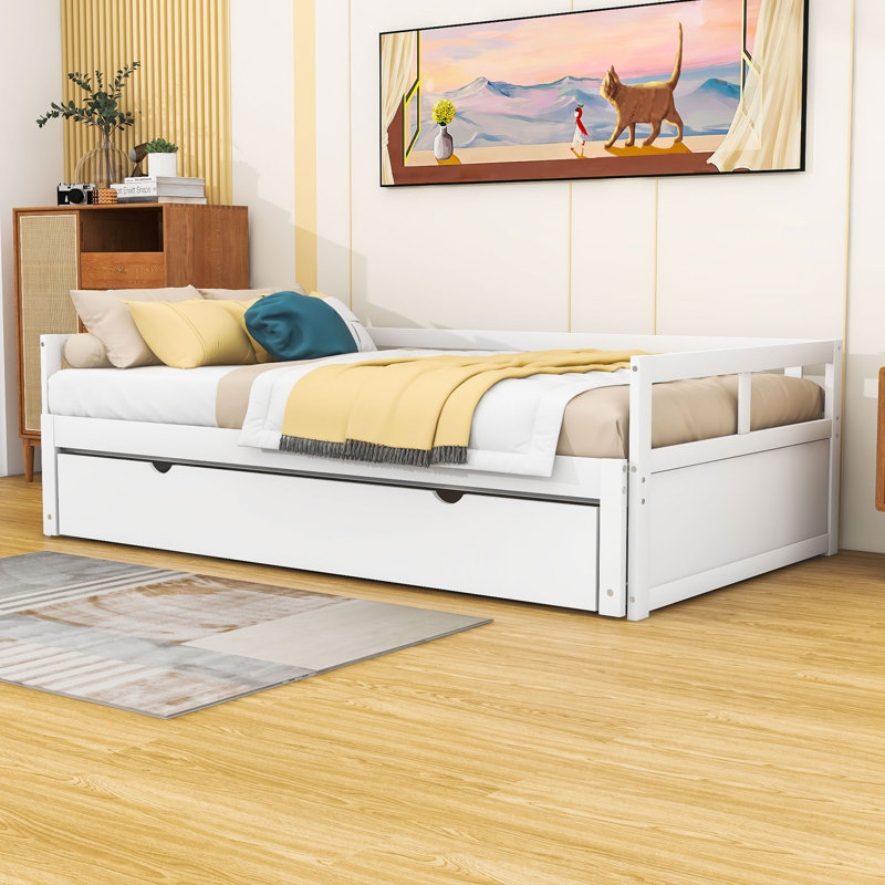 Dovber Twin Size Wooden Daybed with Trundle, White