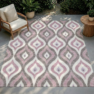 Tapis géométrique Shuana ACN3068 lavable à la machine pour intérieur/extérieur