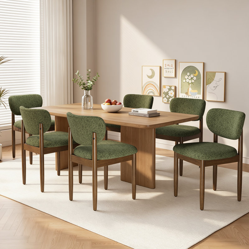 Chaise d'appoint rembourrée en bois massif, Vert