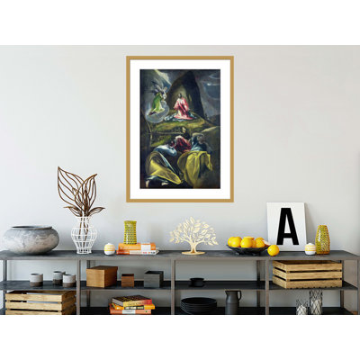 «Christ in the Garden of Olives» (huile sur toile) par El Greco - Estampe numérique encadrée