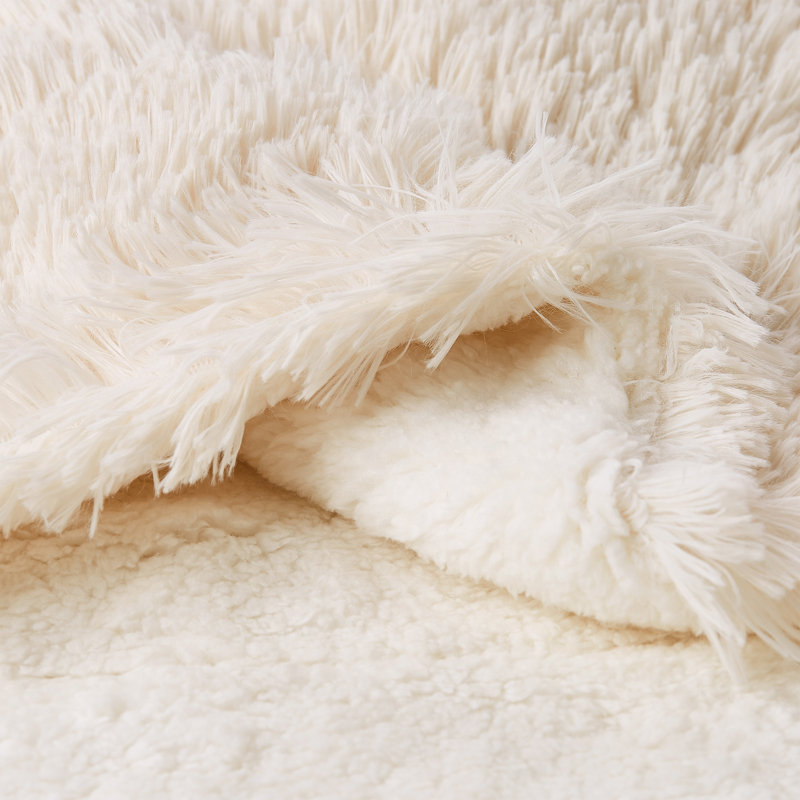 Plymouth Home Throw Blanket for the Couch - Luxurious, Soft Faux Fur Fluffy Comforter - Hypoallergenic, Long Pile Blanket with Sherpa Back (White)