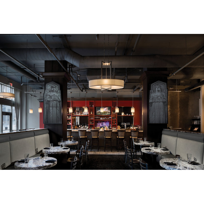 Hampton 9 - Light Unique Drum Chandelier, Silver