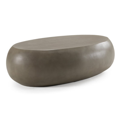 Denny - Grande table basse ovale moderne en béton gris