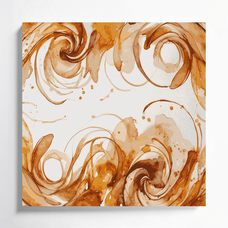 Aquarelle abstraite, art mural sur toile beige, H 8 po x l 8 po