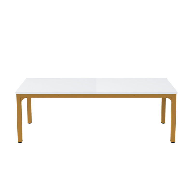 Table de salle à manger 46 "en bois blanc et or et fer