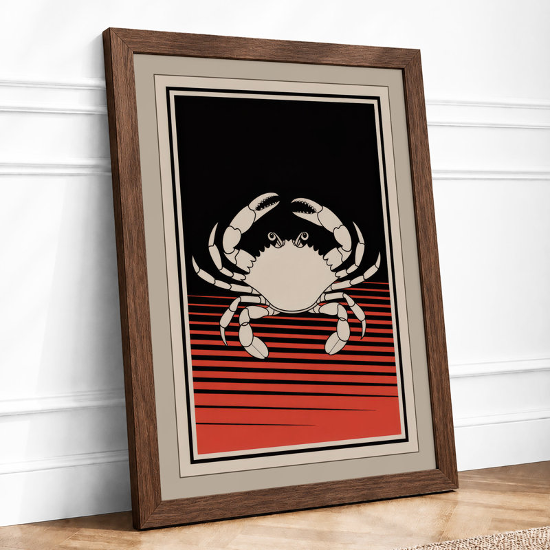 Crab Geometric - Framed Print, Walnut, A3 - 42.0 x 29.7 cm