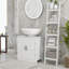 Armoire de salle de bain, meuble-lavabo piédestal avec tablette réglable, blanc