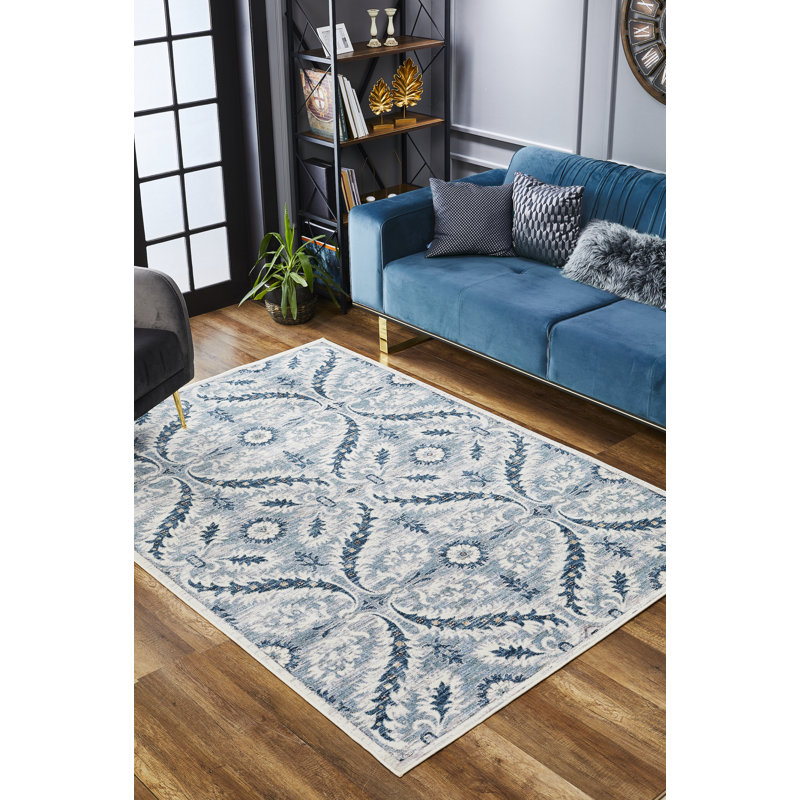 Tapis bleu clair Bradford, Rectangle 2 pi 6 po x 4 pi 7 po