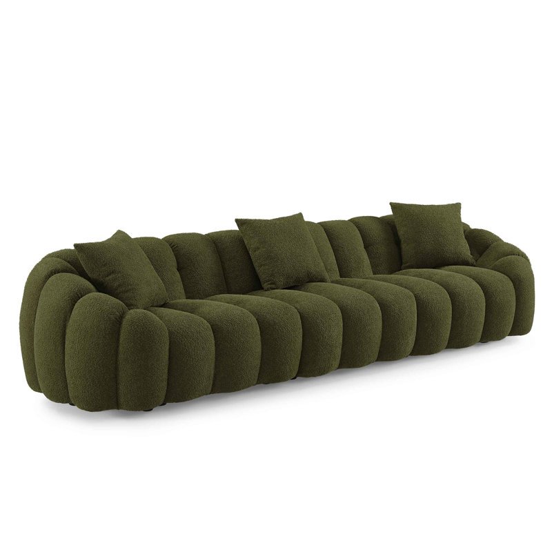 Winnie Round Arms Modular Sofa, 4, Olive Boucle