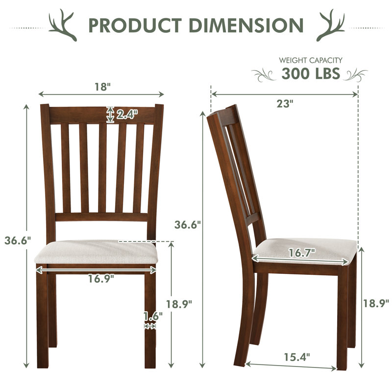 Deral Farmhouse Upholstered Dining Chairs, Dark Brown, Brown
