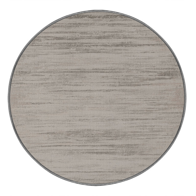 Machine Washable Abstract Gray Area Rug, Round 5'