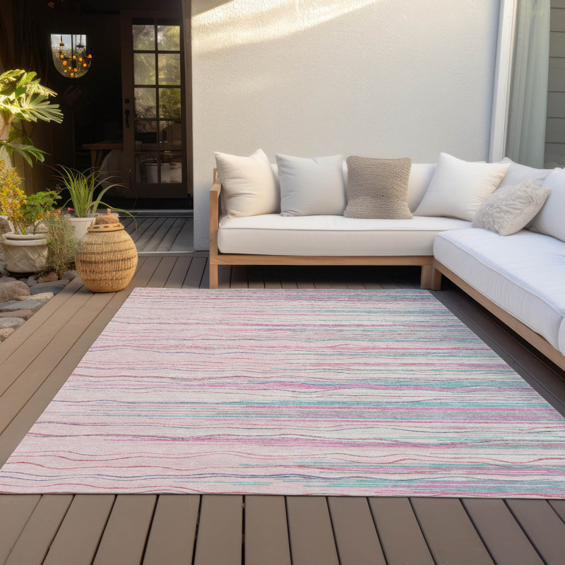 Tapis intérieur / extérieur rose Ayra , 9 pi x 12 pi