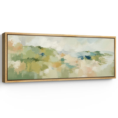 Minimal Sage Green And White Abstract Geometric Shapes Modern Decor Extra Large Pictures Framed Canvas Print Wall Art