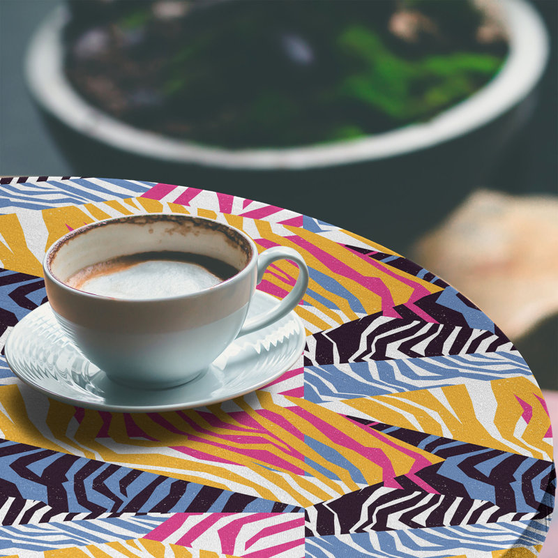 East Urban Home Safari Fitted Round Tablecloth Multicolor, 67.72" Round