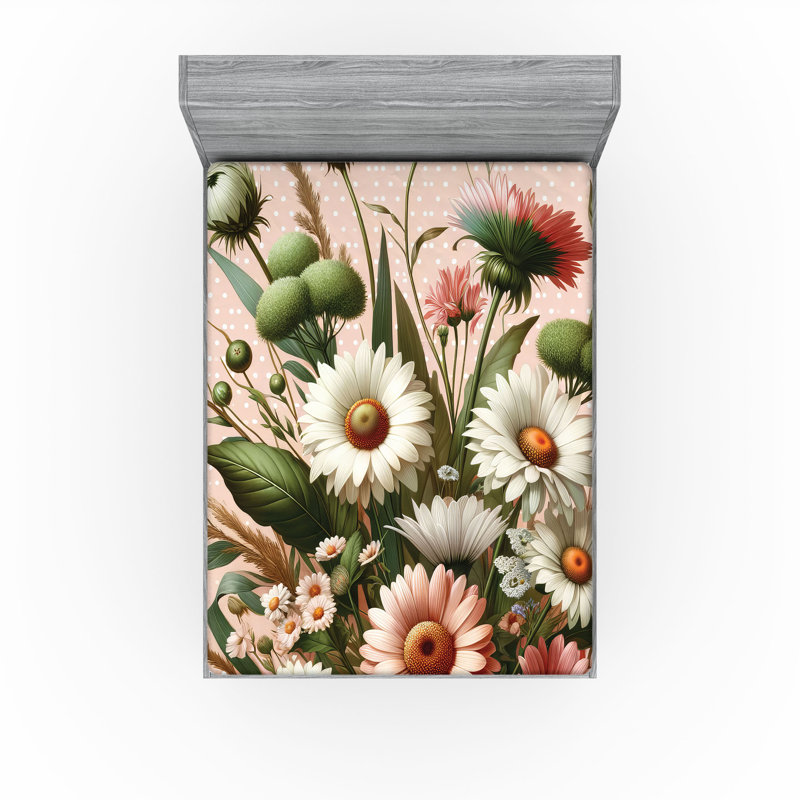 Microfiber Floral Fitted Sheet, Queen