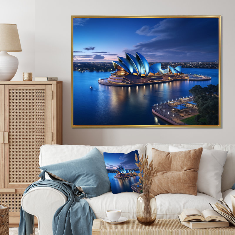 Australie, Sydney, icônes IV, impression sur toile, H 24 po x l 32 po x P 1 po, Cadre flottant doré