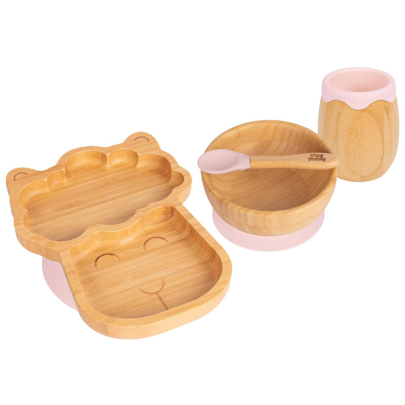Dinnerware Set 4 Piece, Pastel Pink
