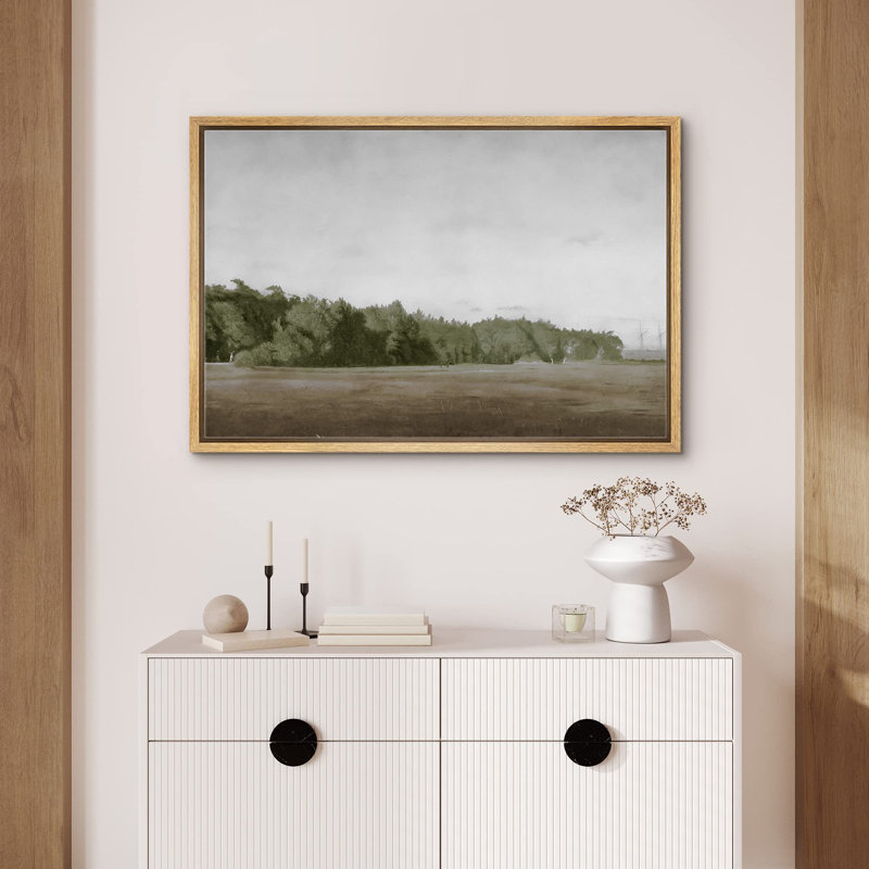 «Brown Meadow With Green Forest Landscape Wilderness Impressionism Traditional Scenic» sur toile, Naturel, H 24 po x l 36 po