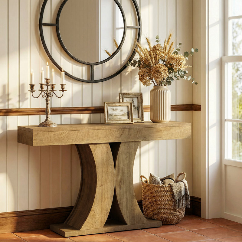 Farmhouse Console Table, 59" Modern Narrow Sofa Entryway Table Behind the Couch
