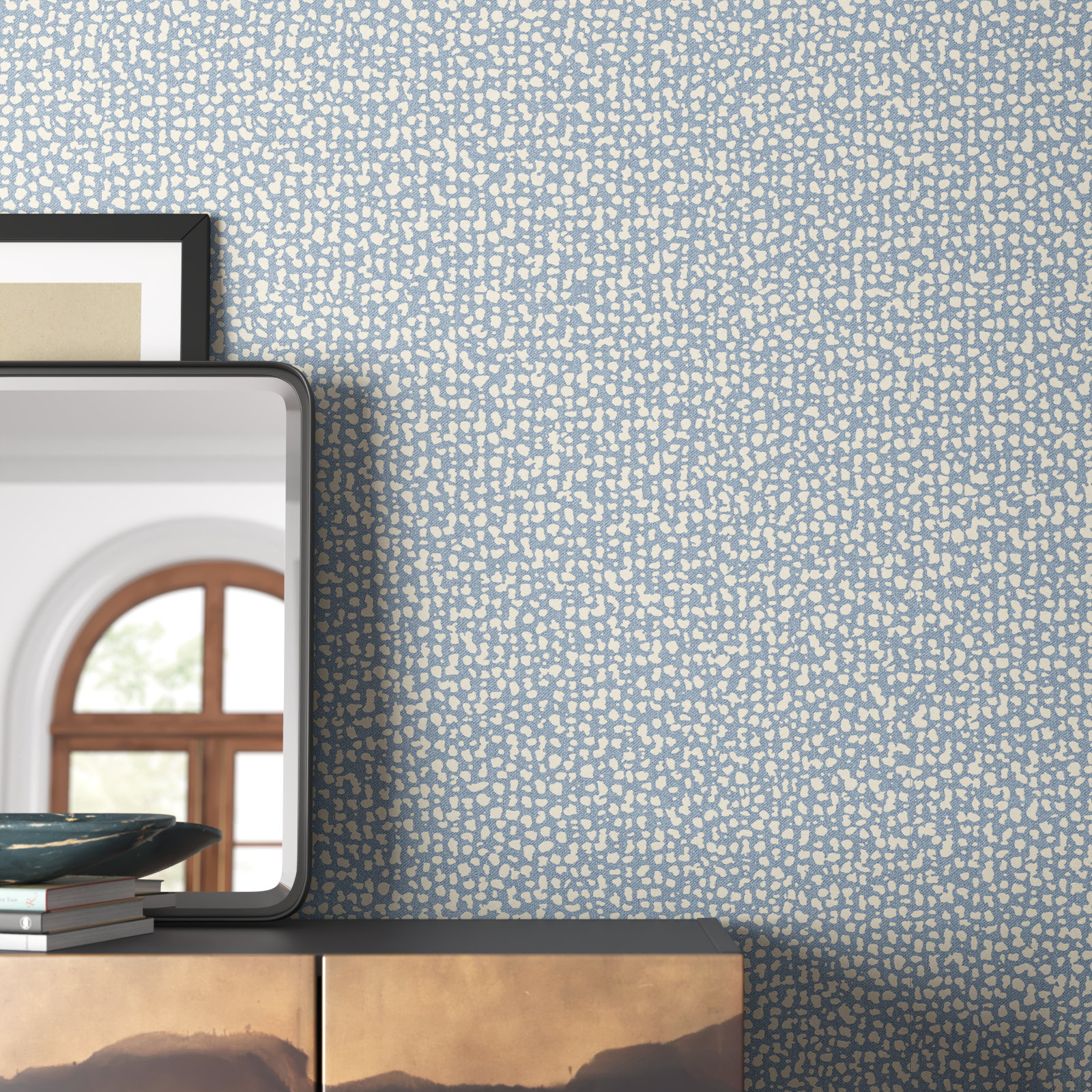 Sylvie Modern Polka Dots Wallpaper, Blue