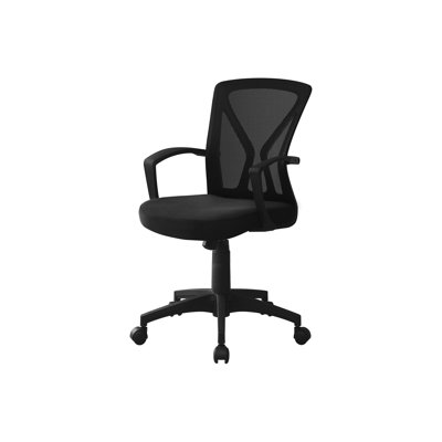 Chaise moderne à dossier moyen pour bureau, hauteur réglable et siège confortable, métal maillé noir, avec hauteur de bureau, dossier ergonomique, structure en métal