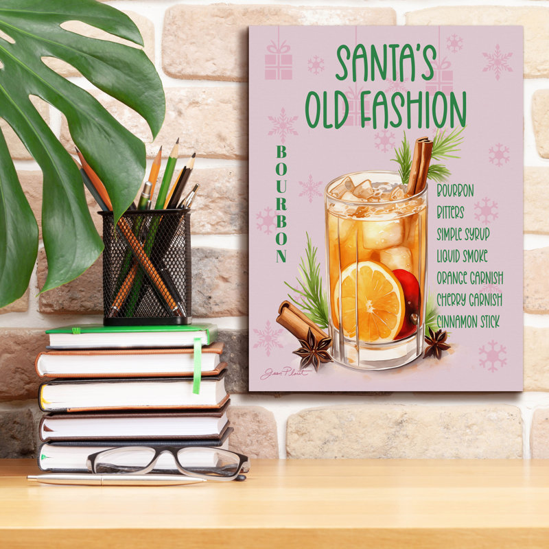«Holiday Drinks E» par Jean Plout, art mural sur toile, H 16 po x l 12 po x P 0,75 po