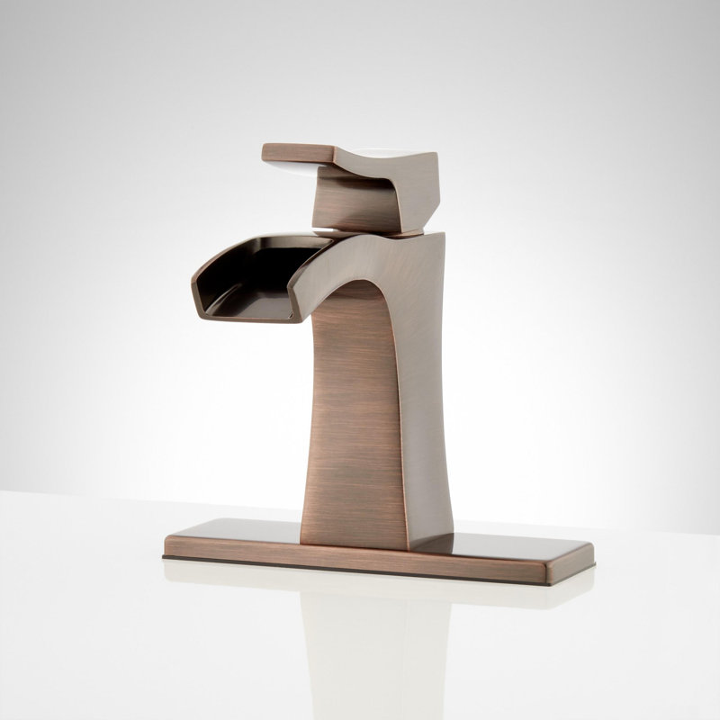 Robinet de salle de bain monotrou 1,2 GPM avec poignée levier en métal et bonde escamotable Vilamonte, Bronze huilé