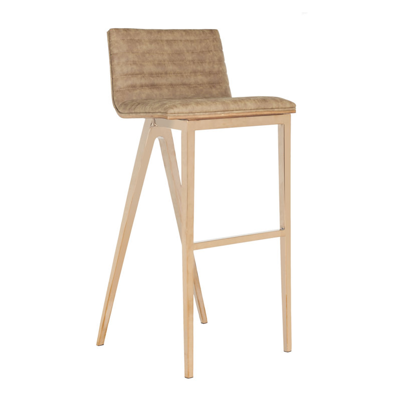 Saddle Upholstered Counter Stool with Metal Frame, Brown