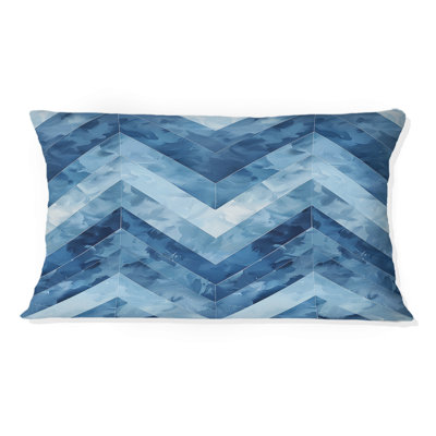 Coussin lombaire moderne à motif de chevrons bleu argenté Dreams III