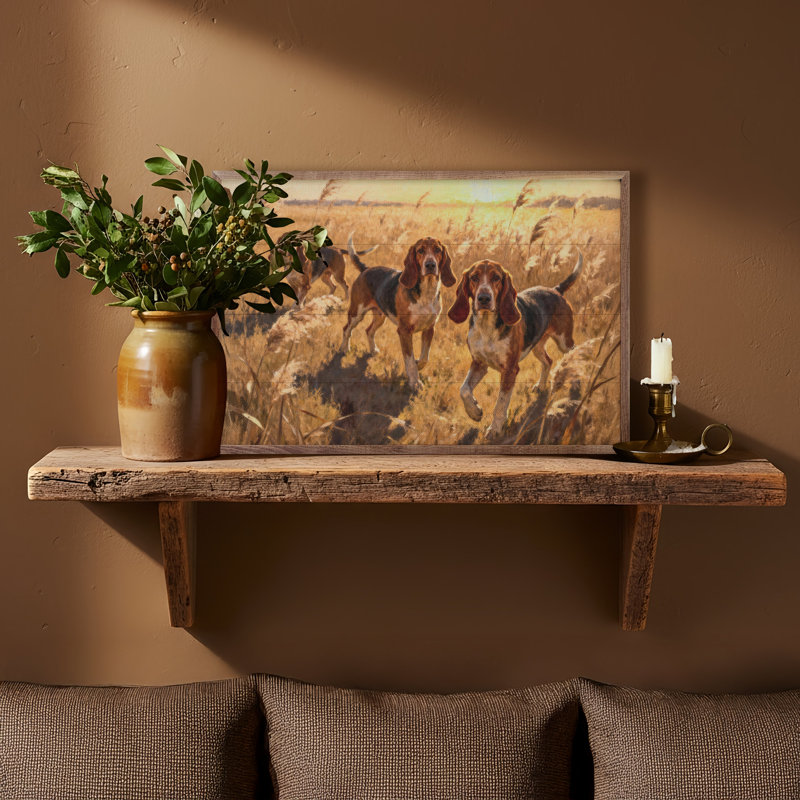 Ready To Hunt Three Hounds, 5" H x 8" W