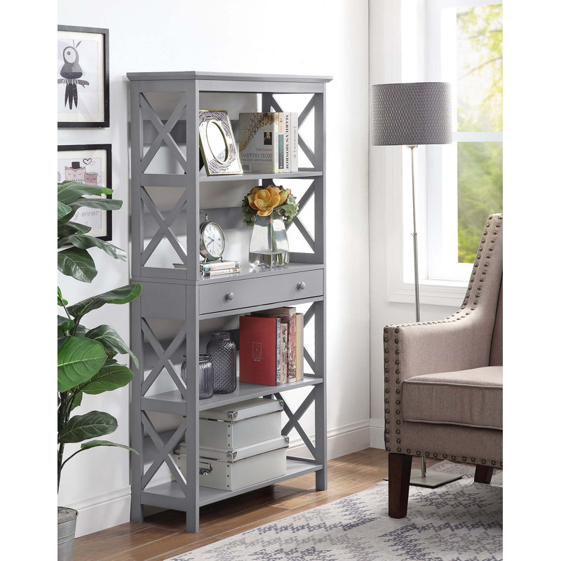 Oakden Etagere Storage Bookcase with Drawer, Gray