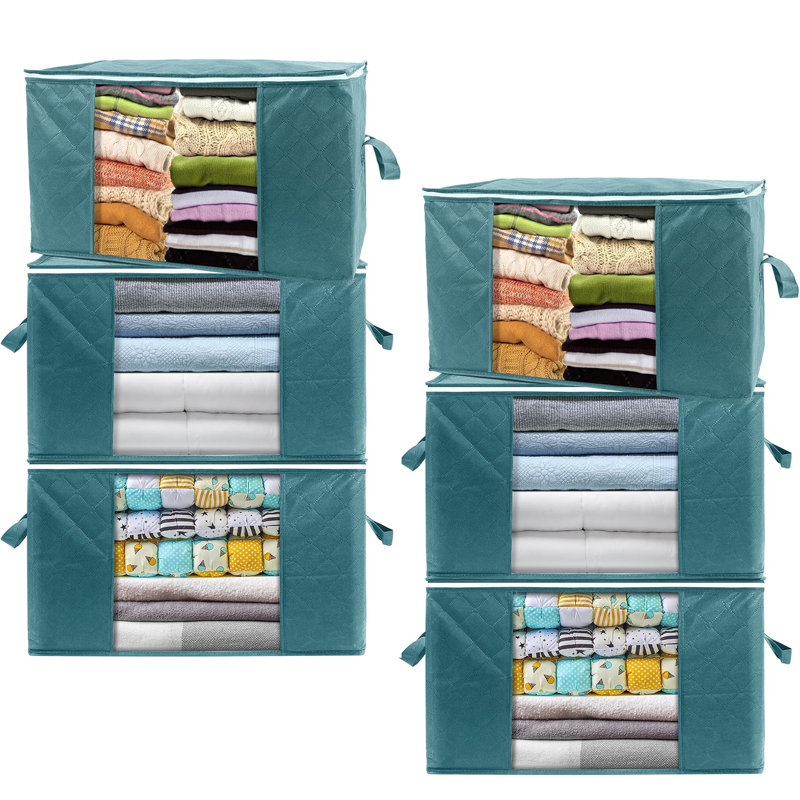 Clothes Storage Bags Box With Lid, Large Moving Clothing Storage Bag With Zip,  Foldable Fabric Bedding Closet Organizers, Used For Quilt Duvet Blankets Pillows Toy Sweater, 3 Pack