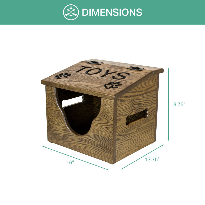 Handcrafted Red Oak Pet Toy Box with Hinged Lid