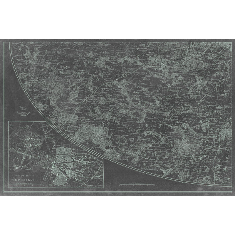 Map of Paris Grid III by Vision Studio - Graphic Art, 81 cm H x 122 cm W, Wrapped Canvas