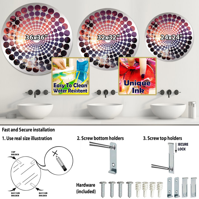 Miroir mural rond, 31,4 po x 31,4 po