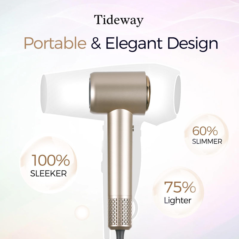 Professional High-Speed Ionic Blow Dryer 110,000 RPM, Compact with Magnetic Diffuser, Fast Drying, Brushless Motor, Low Noise, Smart Temperature Control