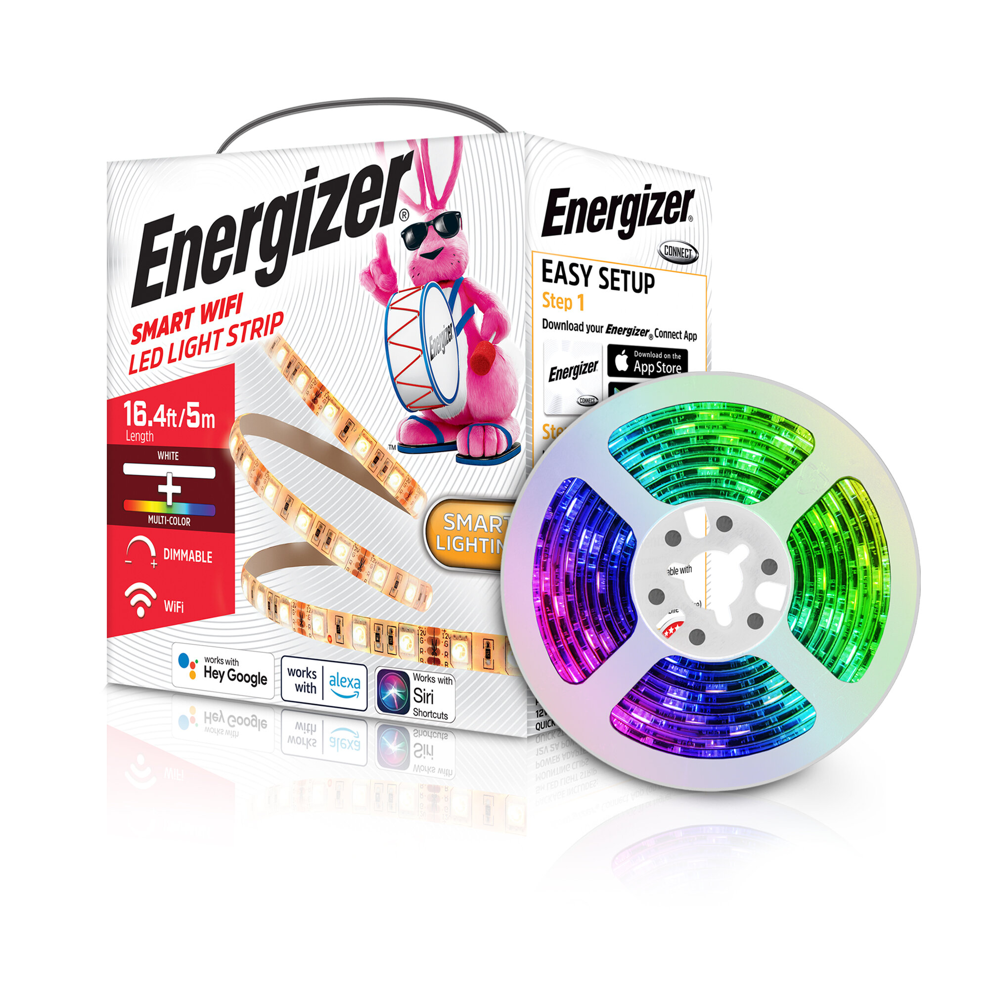 Energizer 16.4ft Wi-Fi Multi-Color and Single White LED Light Strip With  App & Reviews