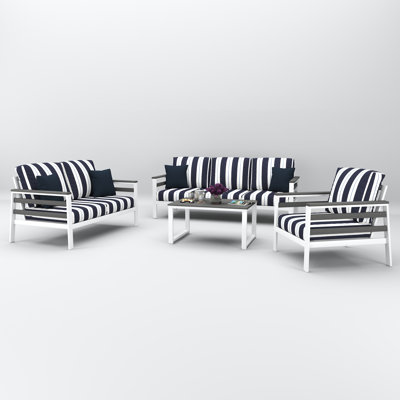Townsend 4 Person Seating Group With Sunbrella Cushions by Birch Lane